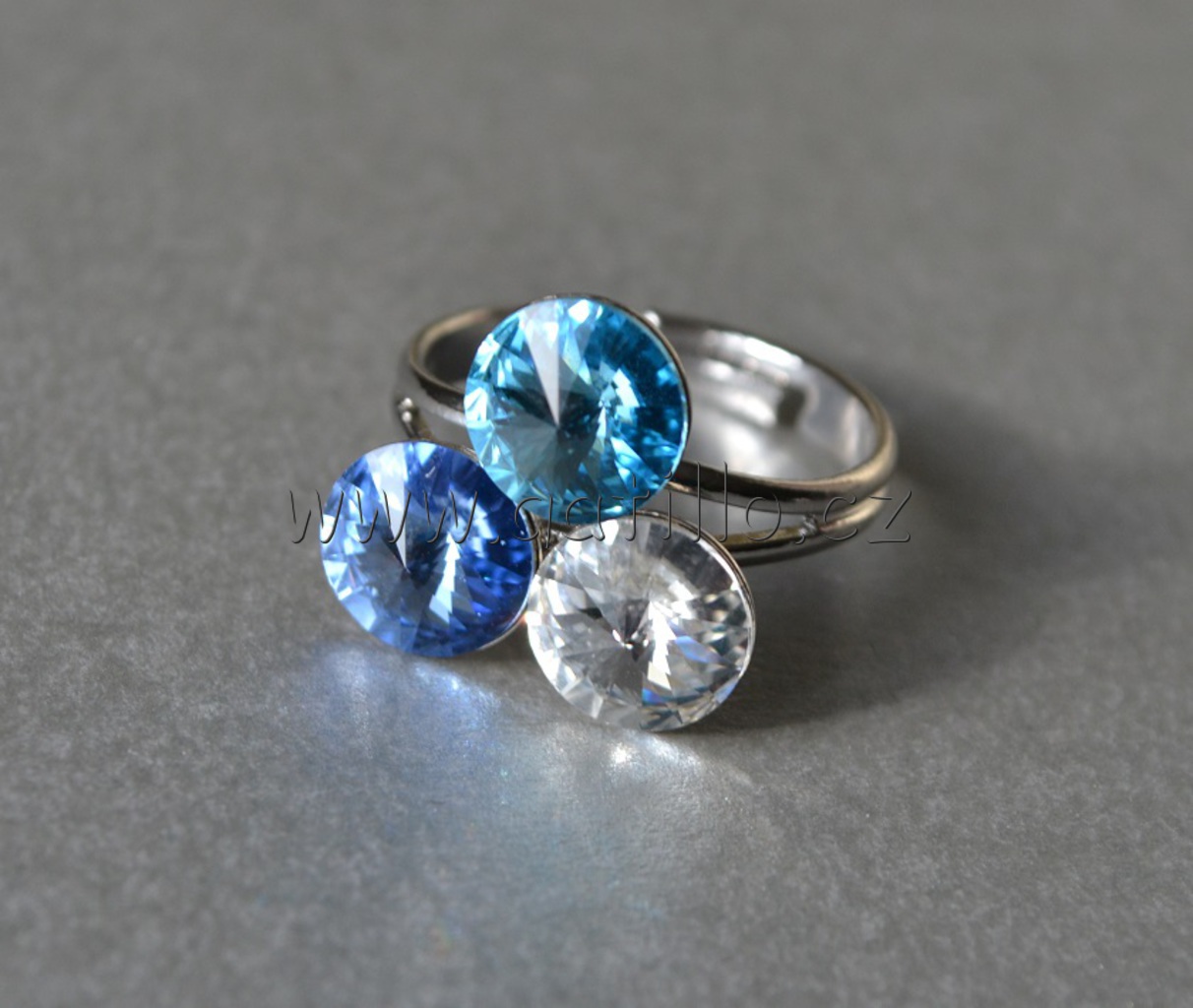 Rivoli prsten Crystal-Aquamarine-Light Sapphire
