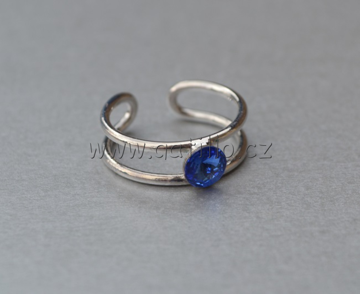 dvojitý prsten rivoli Sapphire
